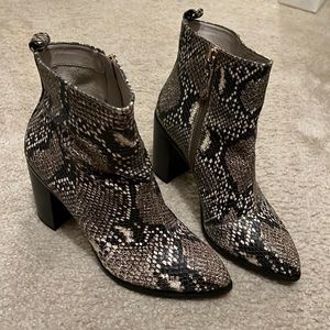 DKNY Snake print block heel boots
